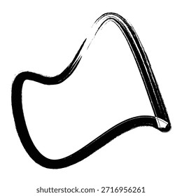 An expressive black brush stroke creates an abstract artistic shape on a clean EPS vector