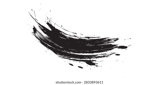 Expressive black brush stroke on white background, ideal for artistic, creative, or design-related content.