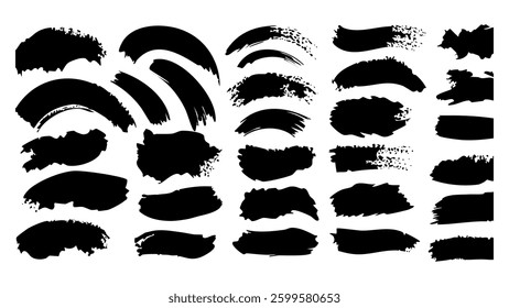 Expressive Black Ink Brush Stroke and Smudge Set