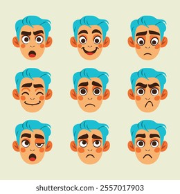 Expressive Boy Character Set.these characters are perfect for adding personality and depth to your illustrations