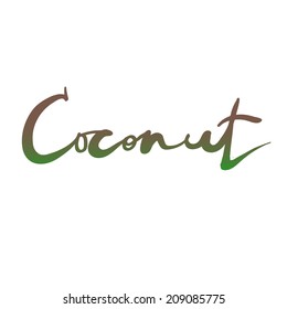 Expressive bright ink lettering "Coconut"
