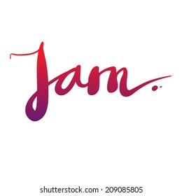 Expressive bright ink lettering "Jam"