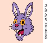 Expressive Bunny Character Vector in Vintage Style