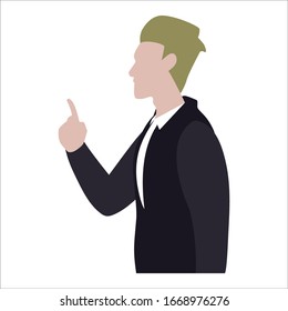 Hombre de negocios expresivo que presenta ilustración vectorial aislada sobre fondo blanco.