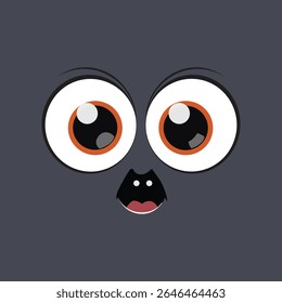 Expressive cartoon face with startled eyes and tiny tooth, perfect for kids' books, animated stickers, and playful character designs.