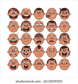 Expressive Cartoon Faces Grid-Showcase of Diverse Emotions.