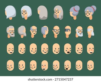 Caricaturas Expresivas de Rostros Humanos Mostrando Diferentes Emociones y Reacciones.
