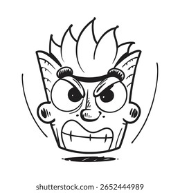 Expressive cartoon illustration of an angry face featuring bold outlines, stylized details, and intense emotion. Ideal for creative designs, cartoon collections, and projects requiring playful