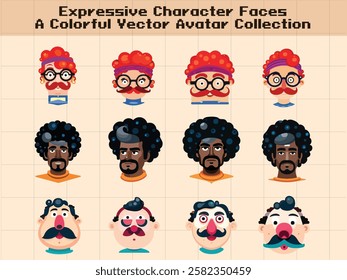 Expressive Character Faces – A Colorful Vector Avatar Collection