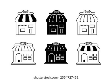 Expressive Collection of Retail Store Front Icons for Brand Messaging, Practical Shop Front Icons for Product Marketing Strategies, shop, store, products, business, ecommerce, marketplace, mall