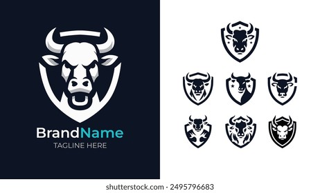 Colección expresiva del logotipo de la cabeza de vaca