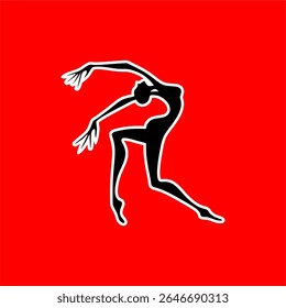 Expressive Dancer Silhouette in Motion on Red Background
