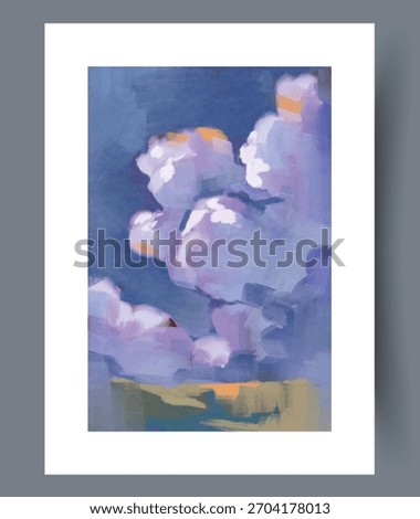 Expressive depiction of stormy purple cloud formations and shadows