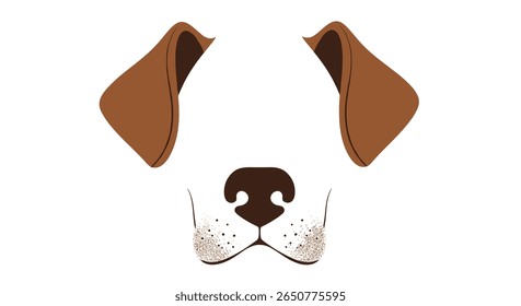 Ilustração expressiva do rosto do cão com orelhas flexíveis e nariz salpicado para projetos divertidos
