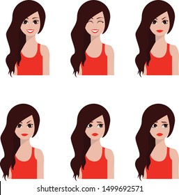 Expressive emoji set of Girl