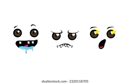 Expressive eyes and mouth smiling character face icon