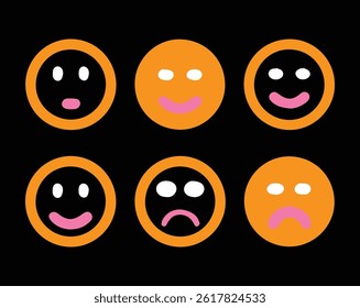 Expressive Face Emoji Set,  Vector Fully Editable illustrator EPS File.