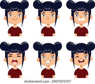 
Expressive Facial Reactions of a Little Girl Vector Character Design
Cheerful toddler. Collection of multiple expressions of a little kid
