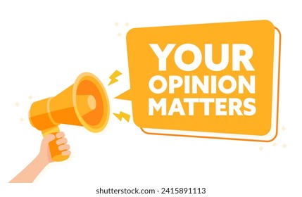 Expressive Feedback Concept with Hand Holding Megaphone Your Opinion Matters Illustration