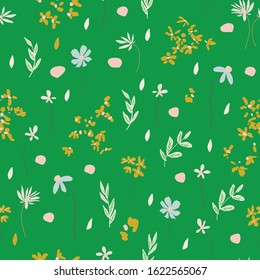 Expressive floral botanical seamless vector surface pattern design 