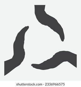 Expressive Gestures, Three Hands Silhouettes in Vector - Empowerment, Unity, and Creativity