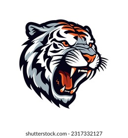 Expressive hand drawn howling tiger illustration in logo design, showcasing grace and strength. Perfect for brands wanting a touch of wild elegance