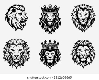 Expressive hand drawn lion logo design illustration, capturing the essence of bravery, authority, and regality