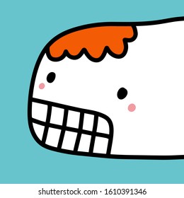 Expressive hand drawn logo creature monster in cartoon comic style orange turquoise orange white