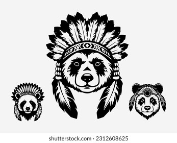Expressive hand drawn logo design illustration featuring a panda, symbolizing gentleness, resilience, and harmony with nature
