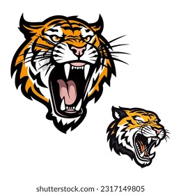 Expressive hand drawn tiger illustration in logo design set, showcasing grace and strength. Perfect for brands wanting a touch of wild elegance
