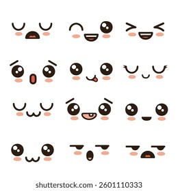 Expressive Hand-Drawn Kawaii Emojis - Cartoon Style Set