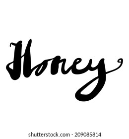 Expressive ink lettering "Honey"