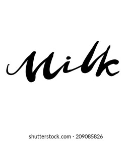 Expressive ink lettering "Milk"