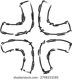 Expressive ink marker sketch doodle shape of a black hand drawn grunge anger vein for graphic vector illustration design.