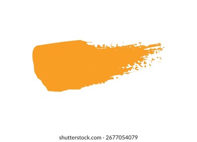 Un trazo de pintura naranja expresivo e irregular sobre un fondo blanco liso.