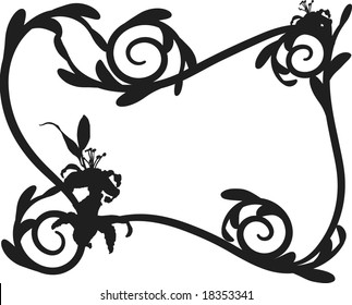 Expressive lily garden frame. One color.