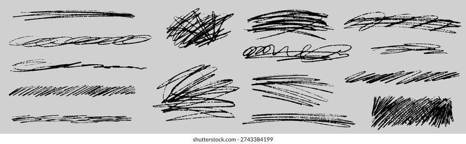 Expressive messy doodle made with pen, flowing scribble curves and gritty scratch texture, marker squiggle line, messy hand drawn style.