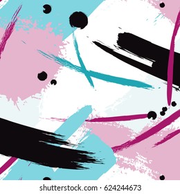 Expressive pink blue minimalistic pattern. Speed style brushstroke art. Fresh spring summer decoration. Popular minimalistic wallpaper organic ditsy vector