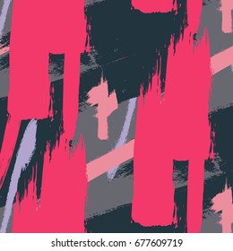 Expressive pink minimalistic brush stroke pattern. Contemporary pinky pastel decoration. Hipster hand drawn print. Stylish vector geometric strokes fantasy print .Speed style art