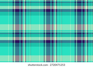 Expressive plaid tartan vector, turkish texture background fabric. Bag pattern check textile seamless in teal and light colors palette.