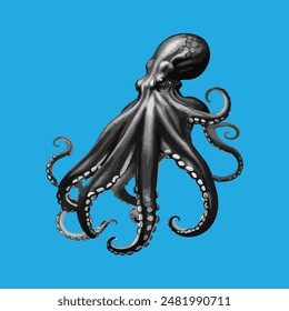 Expresivo pulpo realista con majestuoso 