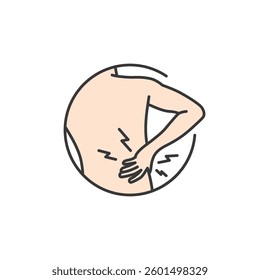 An expressive representation of physical discomfort. A figure gripping their lower back, illustrating the impact and focus of pain management and relief efforts