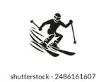 Expressive Skier Graphic in Monochrome