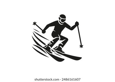 Expressive Skier Graphic in Monochrome