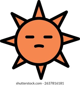 Expressive Sun Face Vector Illustration