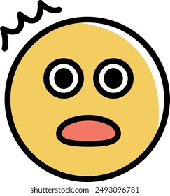 Expressive surprised face emoji, vector illustration isolated on a white background.