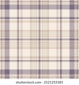 Expressive textile check fabric, classical background texture tartan. Sample seamless pattern plaid vector in light and linen colors palette.