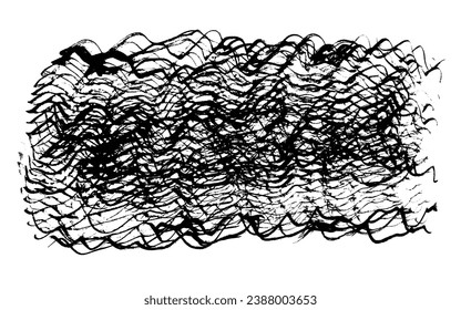 Expressive textured vector black ink wavy paintbrush stroke. Mysterious dynamic isolated inky brush stroke for texture design, background, banner decor