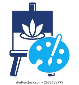 Expressive Therapy icon represented by painting board and paint Dualtone style.