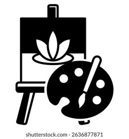 Expressive Therapy icon represented by painting board and paint Black Filled style.